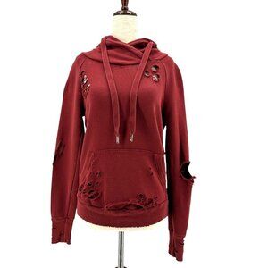 NSF Distressed Burgundy Hoodie XS